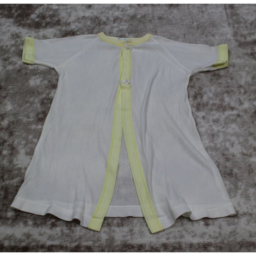 Vintage Curity Baby Knits Thin Robe White with Yellow Trim